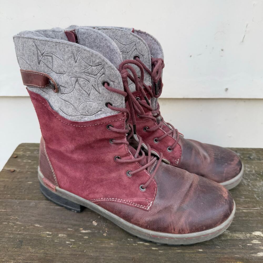 Jambu Hemlock Combat Boots Burgundy and Gray Leather Lace Up 9.5M - Picture 1 of 8
